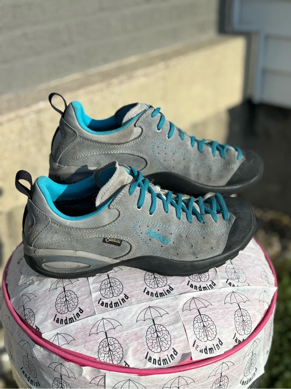 Asolo Shiver GTX Hiking Shoes Women’s 8.5 Gray Suede Teal Waterproof Breathable